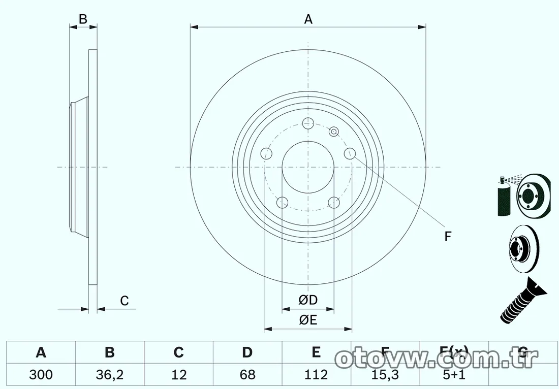 BOSCH 0986479382 Fren Disk Ayna - BOSCH - 0986479382