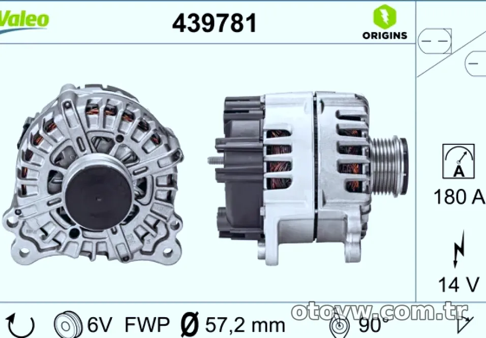 ALTERNATOR 14V 180A A6 10>18 A7 11>15 Q5 13>17 - Valeo - VALEO 439781