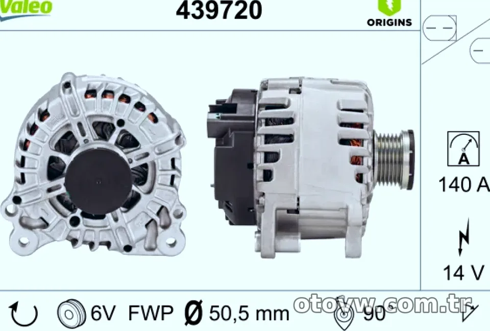 ALTERNATOR KOMPLE 14V 140A CC 12>17 PASSAT TOURAN 11>15 - Valeo - VALEO 439720