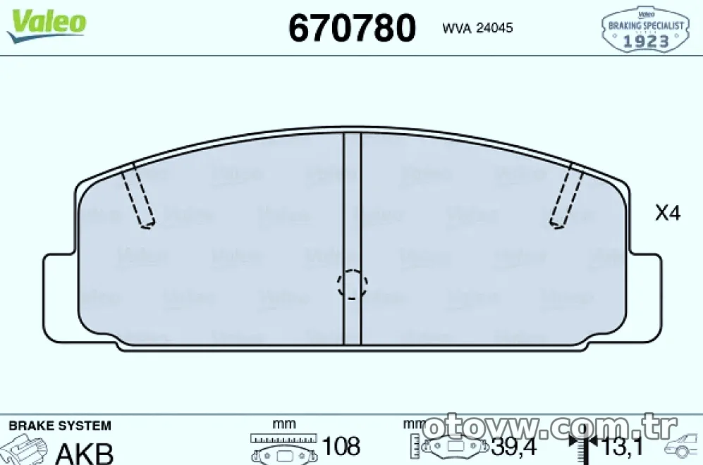 FREN BALATASI ARKA MAZDA 323 626 2.0 98>02 MAZDA 6 03>10 PREMACY 99-05 - Valeo - VALEO 670780