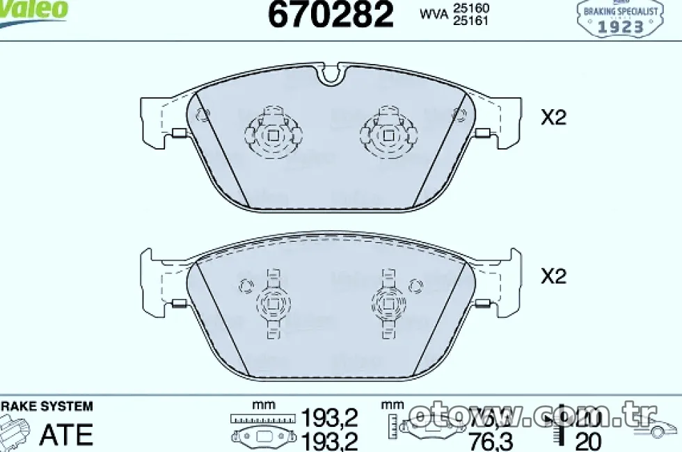 ON FREN BALATASI A8 / QUATTRO 10>17 Q5 13>17 - Valeo - VALEO 670282
