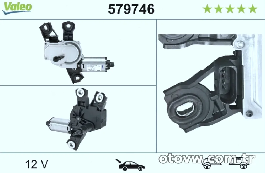 SILECEK MOTORU ARKA TIGUAN 07> GOLF V 04>09 PASSAT 06>11 - Valeo - VALEO 579746