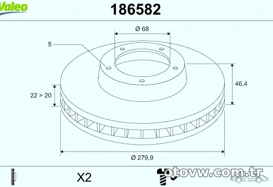 VALEO 186582 Fren Disk Ayna - VALEO - 186582