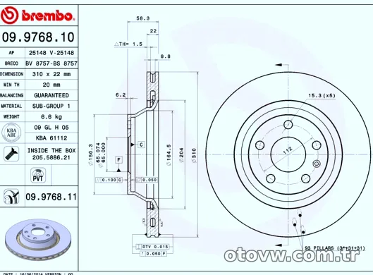 BREMBO 09976811 Fren Disk Ayna - BREMBO - 09976811