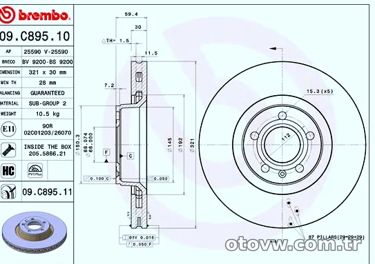 BREMBO 09C89511 Fren Disk Ayna - BREMBO - 09C89511