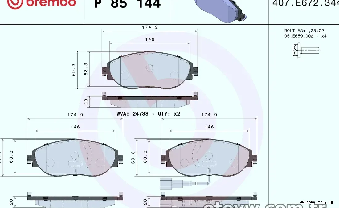 BREMBO P85144X Fren Disk Balata - BREMBO - P85144X